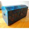 Hand painted metal banded wood trunk