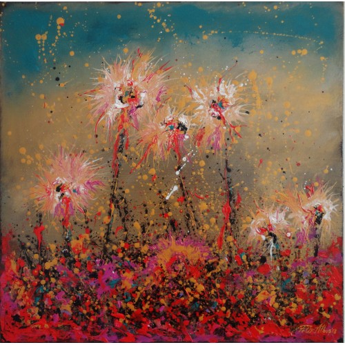 Felix Albus "Lava flowers" Acrylic on canvas, 50cm X 50cm, 2018