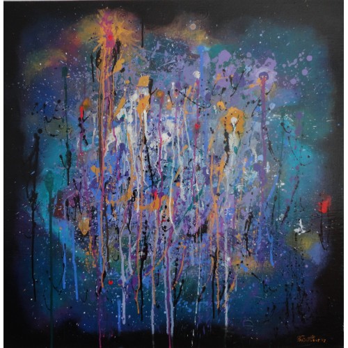 Felix Albus "Astral Romance" Acrylic on plywood, 78cm X 78cm, 2018