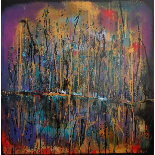 Felix Albus "Energy Reflection" Acrylic on plywood, 78cm X 78cm, 2018
