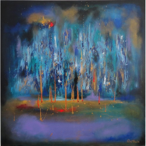 Felix Albus, "Stellar Cascade", Acrylic on canvas, 80cm X 80cm, 2018