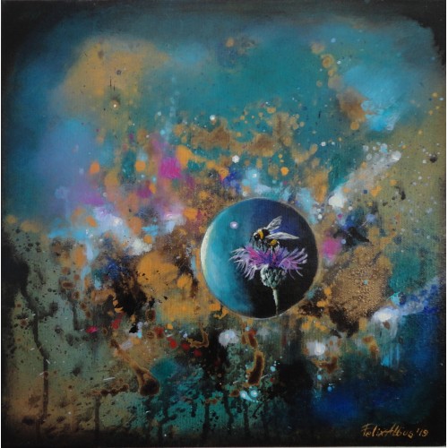 Felix Albus  "Interference"  40cm X 40cm, Acrylic on canvas, 2019