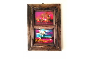 Felix Albus "Gravity, let me get up (68cm X 48cm X 4cm) Acrylic on old wood window frame, 2020