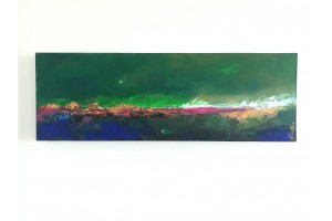 Felix Albus "Panorama of green atmospheres" (60cm X 20cm X 4cm), Acrylic on plywood, 2021
