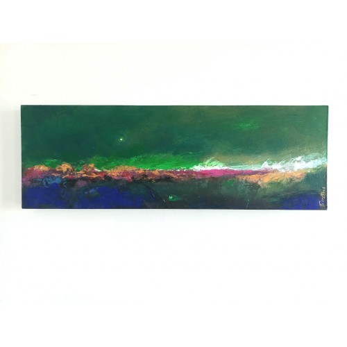 Felix Albus "Panorama of green atmospheres" (60cm X 20cm X 4cm), Acrylic on plywood, 2021