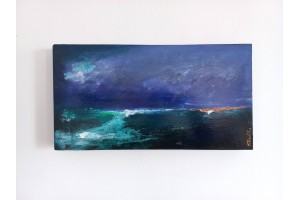 Felix Albus "Blue light sonata" (40cm X 21cm X 4cm), Acrylic on plywood, 2021