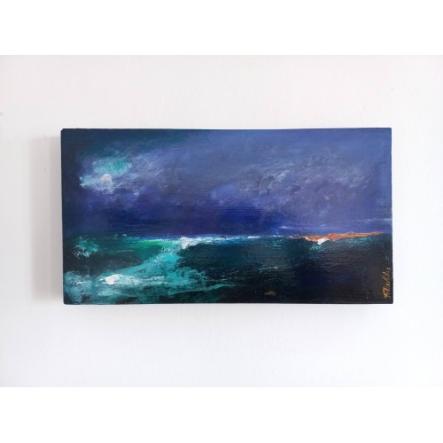 Felix Albus "Blue light sonata" (40cm X 21cm X 4cm), Acrylic on plywood, 2021