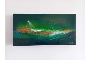 Felix Albus "Green Astra" (40cm X 20cm X 4cm), Acrylic on canvas, 2021