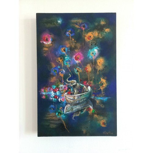 Felix Albus "Atemporal Ark" (43cm X 28cm X 4cm), Acrylic on plywood, 2021