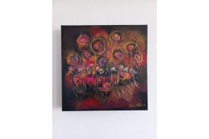 Felix Albus "Cosmogonic blooms 1" (30cm X 30cm X 4cm), Acrylic on canvas, 2021
