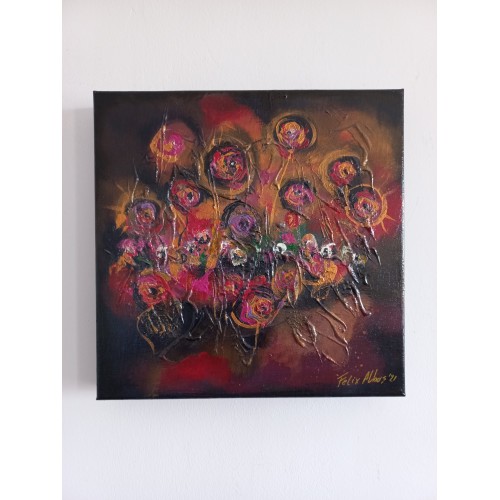 Felix Albus "Cosmogonic blooms 1" (30cm X 30cm X 4cm), Acrylic on canvas, 2021