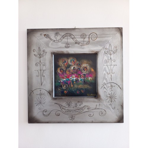 Felix Albus "The flowers of the Universe" (55cm X 55cm X 2cm), Acrylic on plywood, 2021