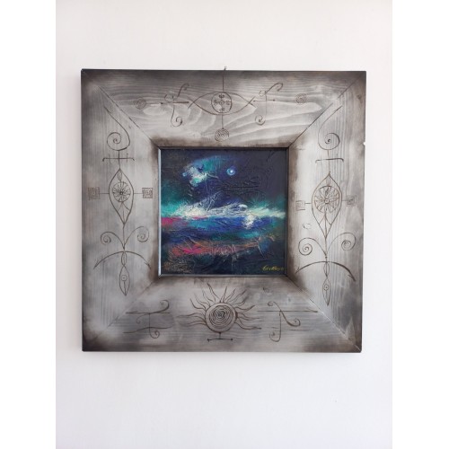 Felix Albus "That first night" (55cm X 55cm X 2cm), Acrylic on plywood, 2021