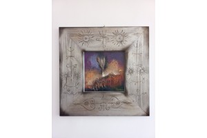 Felix Albus "The messenger of light" (55cm X 55cm X 2cm), Acrylic on plywood, 2021