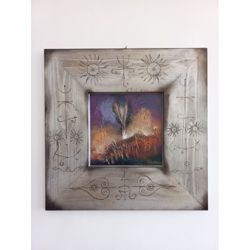 Felix Albus "The messenger of light" (55cm X 55cm X 2cm), Acrylic on plywood, 2021