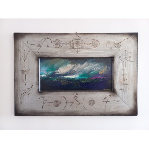 Felix Albus "The storm of Genesis" (75cm X 50cm X 2cm), Acrylic on plywood, 2021