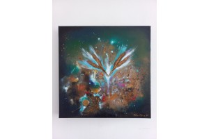 Felix Albus "Atemporal vibrations" (40cm X 40cm X 4cm), Acrylic on canvas, 2021