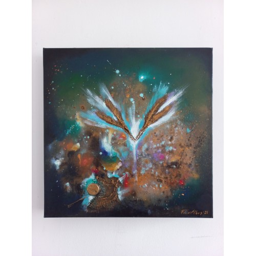 Felix Albus "Atemporal vibrations" (40cm X 40cm X 4cm), Acrylic on canvas, 2021