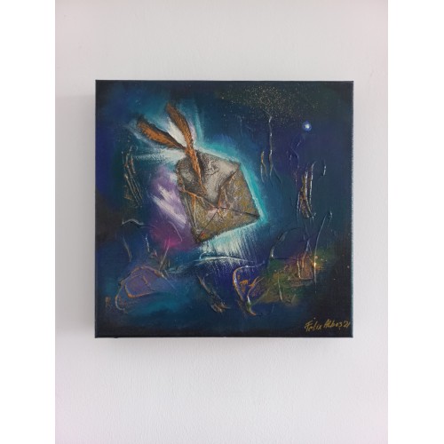 Felix Albus "Soul letter" (30cm X 30cm X 4cm) Acrylic on canvas, 2021