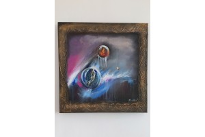 Felix Albus "Frozen fire emotion" (50cm X 50cm X 3cm) Acrylic on canvas, 2023