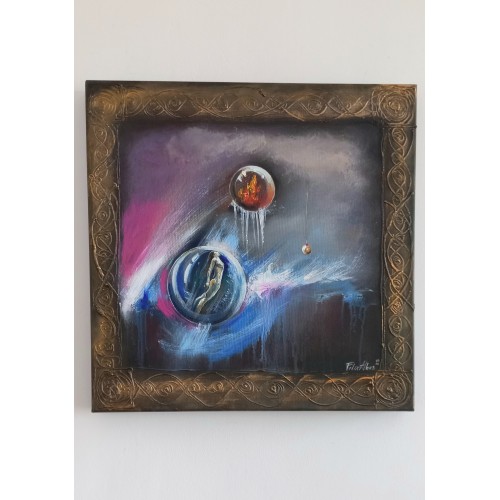 Felix Albus "Frozen fire emotion" (50cm X 50cm X 3cm) Acrylic on canvas, 2023