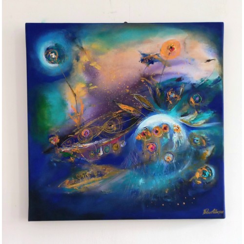 Felix Albus   "That land of the first beginning"  (40cm X 40cm) Acrylic on canvas, 2025