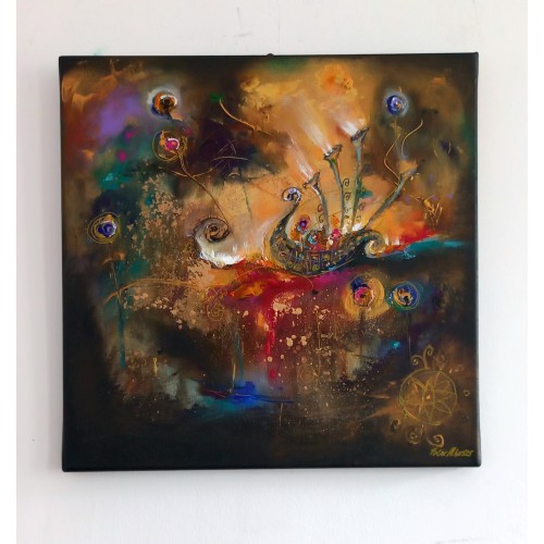 Felix Albus  "The traveler of light" (40cm X 40cm) Acrylic on canvas, 2025